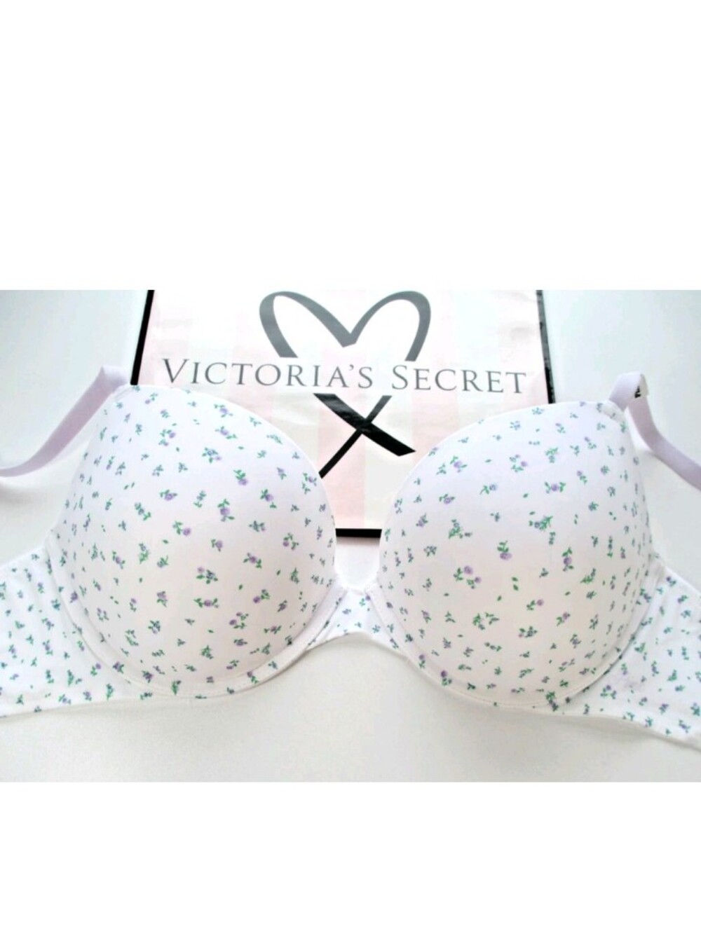 VICTORIA'S SECRET PINK Super Push-Up Bra 34B 34D 36A 36C 40B White Blue Floral
